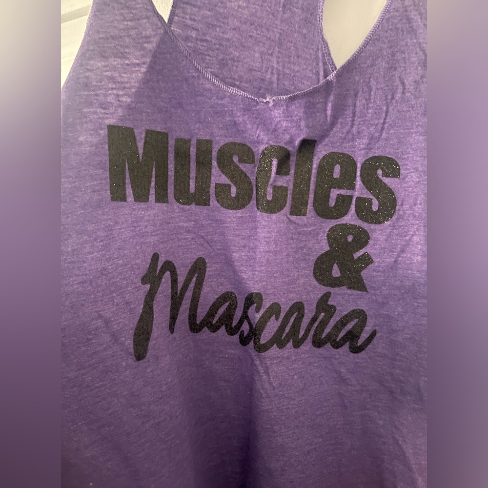 MUSCLES AND MASCARA workout tank top, Brand New